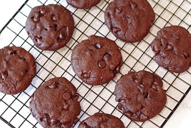 Gluten Free Vegan Chocolate Chocolate Chip Cookies. Double the chocolate goodness!