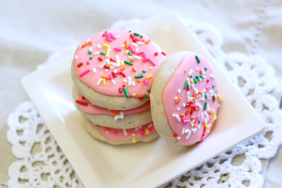 gluten free vegan soft frosted sugar cookies