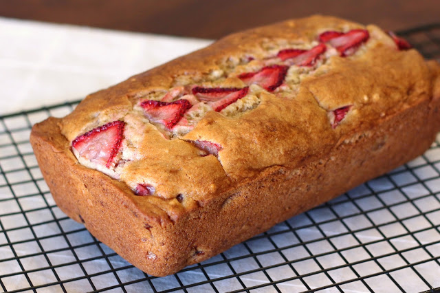 Gluten Free Vegan Strawberry Banana Bread. Fresh strawberries, folded into a gorgeous loaf of banana bread.