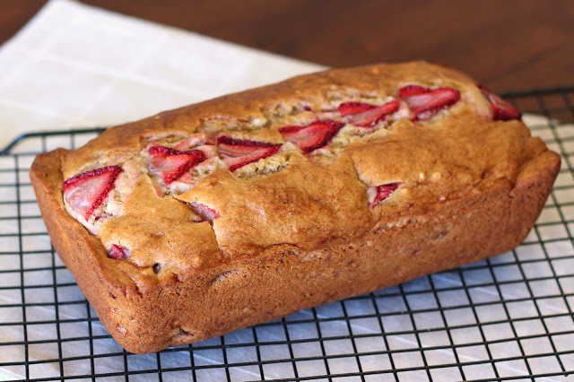 Gluten Free Vegan Strawberry Banana Bread. Fresh strawberries, folded into a gorgeous loaf of banana bread.