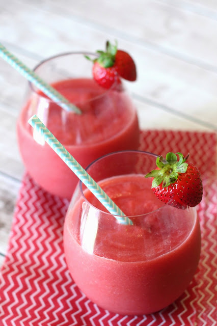 Watermelon Strawberry Slushie. Cold, refreshing and quite the simple summertime drink!