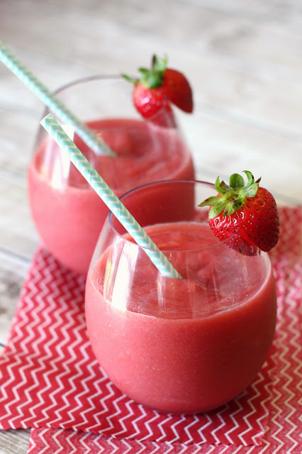 Watermelon Strawberry Slushie. Cold, refreshing and quite the simple summertime drink!