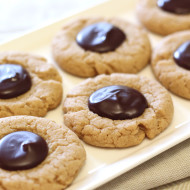 gluten free vegan peanut butter chocolate thumbprint cookies