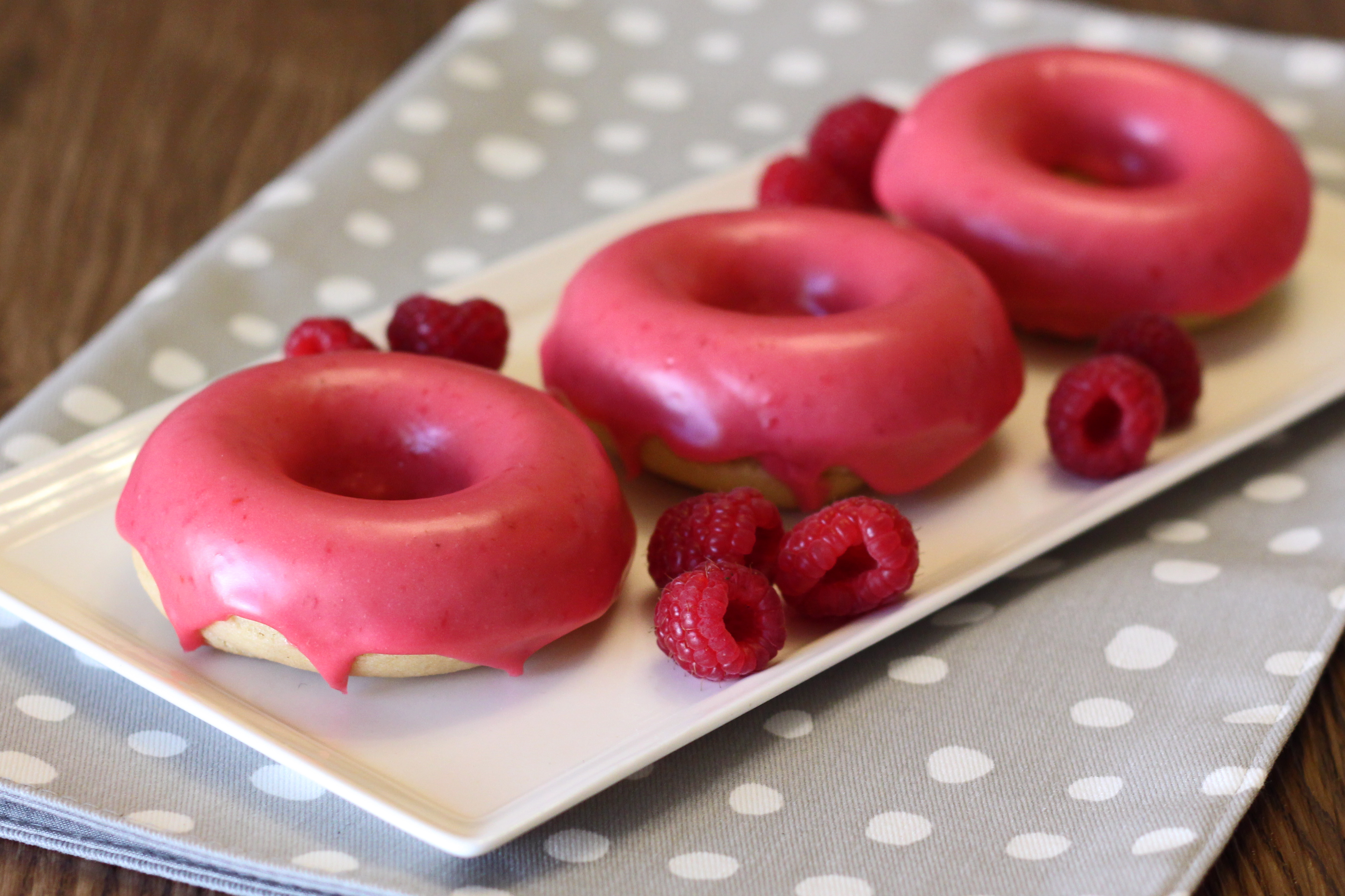 gluten free vegan baked raspberry almond donuts - Sarah Bakes Gluten Free