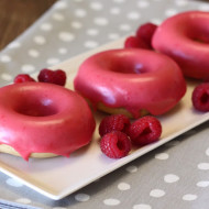 gluten free vegan baked raspberry almond donuts