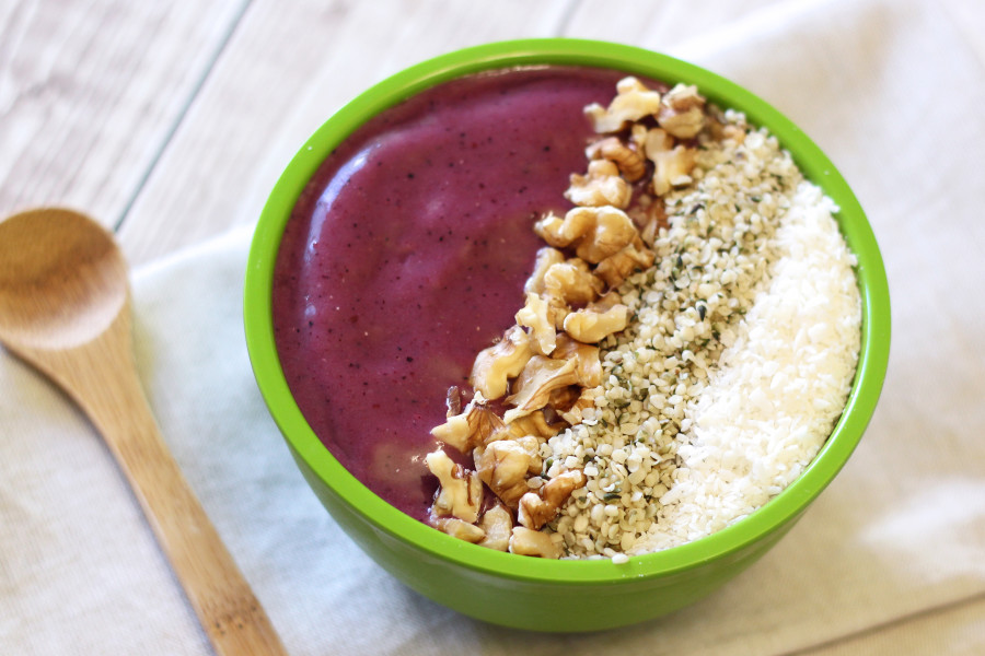 Dairy Free Acai Berry Smoothie Bowl. Comes together in no time and topped with your favorite toppings!
