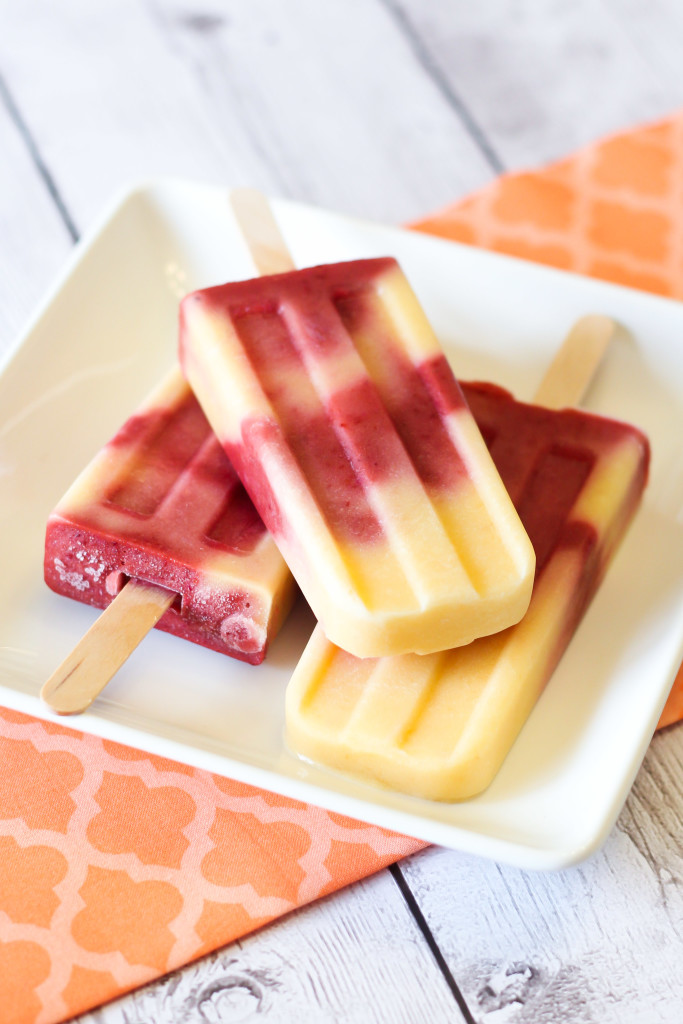 Dairy Free Peach Berry Yogurt Popsicles. Creamy, fruity and so refreshing!