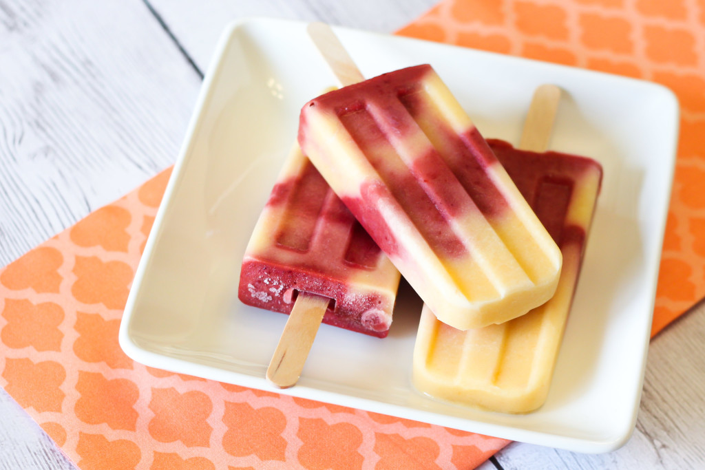 Dairy Free Peach Berry Yogurt Popsicles. Creamy, fruity and so refreshing!
