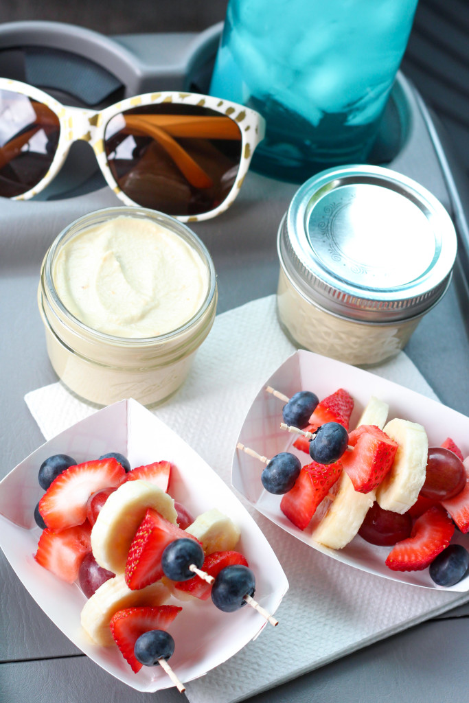 dairy free fruit dip and fruit kabobs