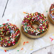 gluten free vegan chocolate frosted baked donuts
