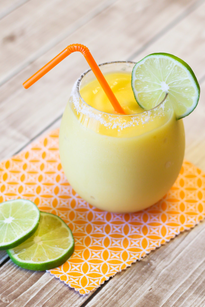 Mango Coconut Margaritas. A refreshing and tropical blended frozen drink!