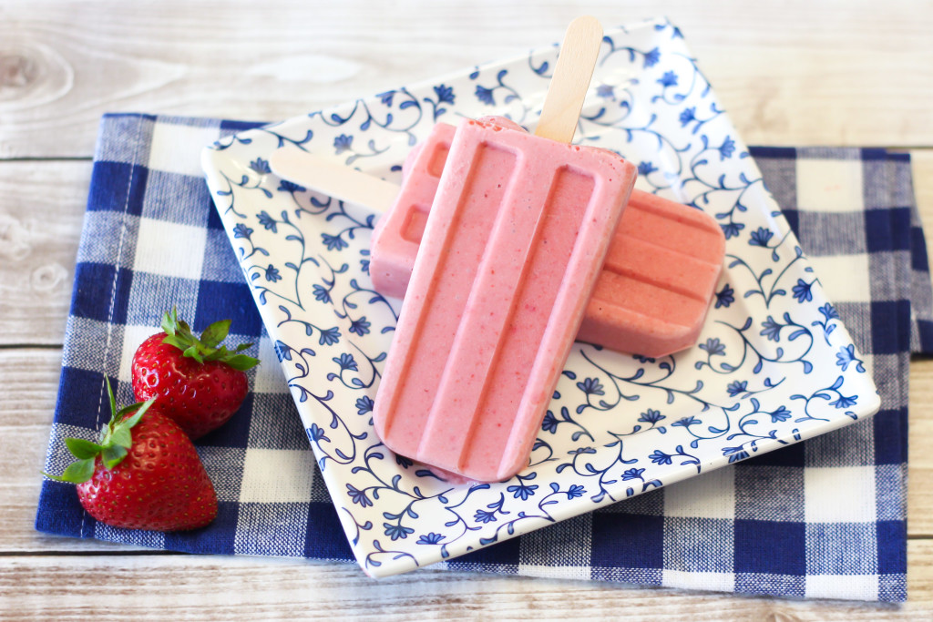 Dairy Free Creamy Strawberry Popsicles. A lovely summertime treat!