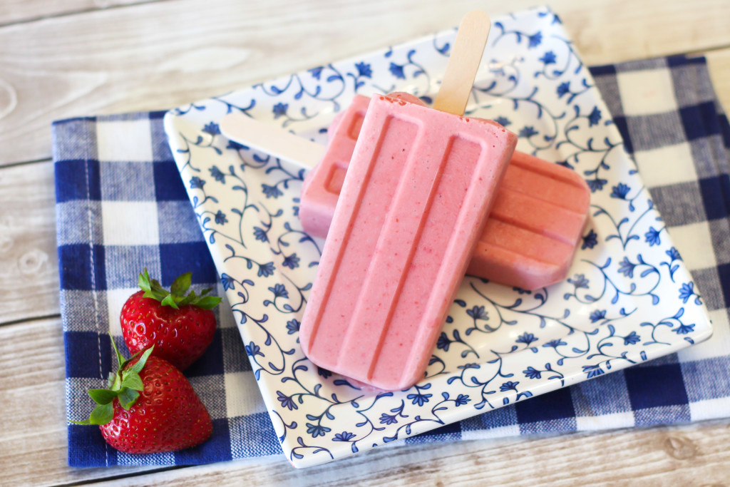 Dairy Free Creamy Strawberry Popsicles. A lovely summertime treat!