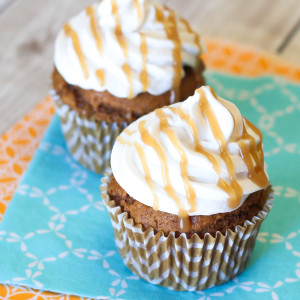 Gluten Free Vegan Pumpkin Spice Latte Latte Cupcakes. A little pumpkin, a little coffee. Recipe found at Sarah Bakes Gluten Free.