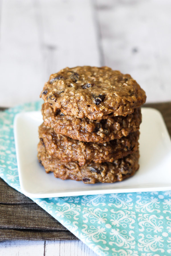 Gluten Free Vegan Soft Oatmeal Raisin Cookies. Big, soft homemade oatmeal cookies!