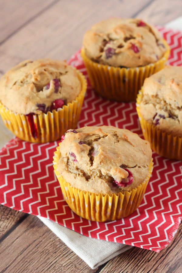 gluten free vegan banana cranberry muffins