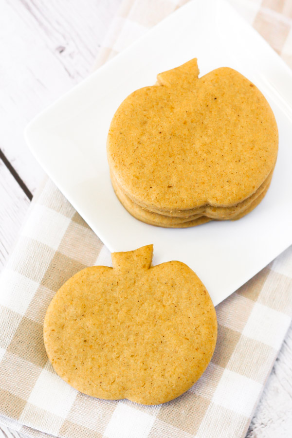 Gluten Free Vegan Pumpkin Cutout Cookies. These soft pumpkin sugar cookies are perfect for decorating too!