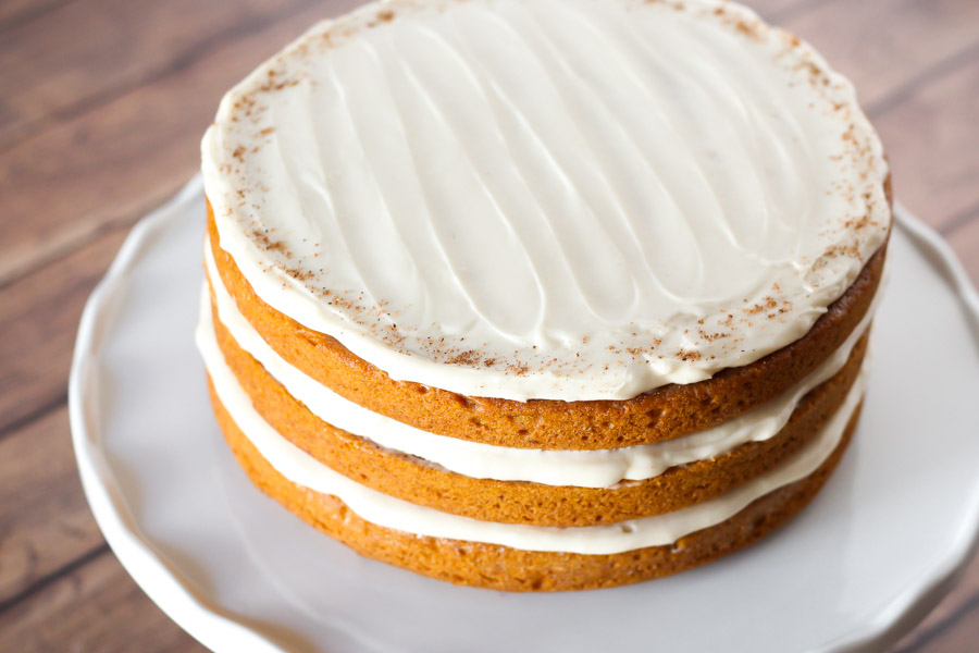 gluten free vegan pumpkin layer cake with cream cheese frosting2