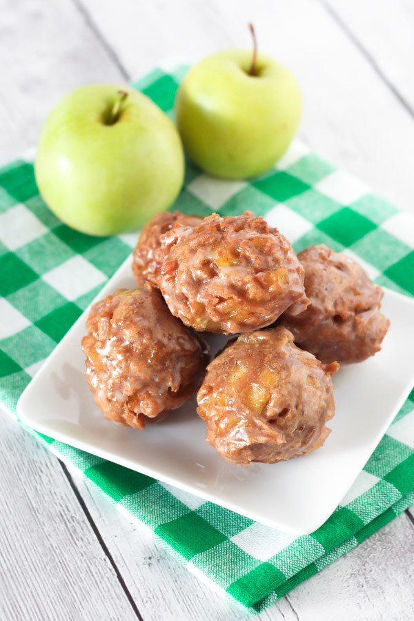Gluten Free Vegan Apple Fritters. Little glazed apple fritters, fried to donut perfection!