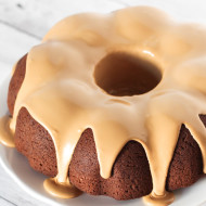 gluten free vegan gingerbread bundt cake with espresso glaze