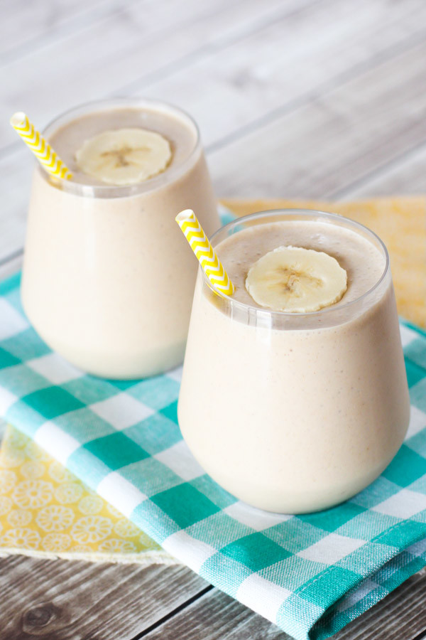 Dairy Free Peanut Butter Banana Oatmeal Smoothie. A creamy, filling breakfast.