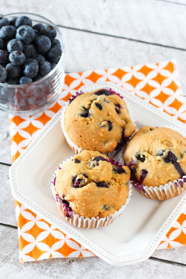 Gluten Free Vegan Blueberry Orange Muffins. Refined sugar free and oh so delicious! Recipe from sarahbakesgfree.com