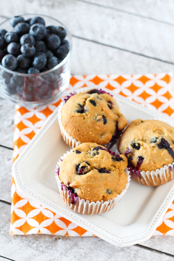 Gluten Free Vegan Blueberry Orange Muffins. Refined sugar free and oh so delicious! Recipe from sarahbakesgfree.com