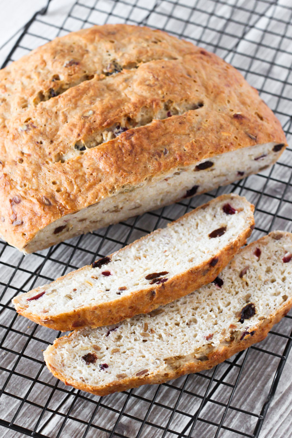 Gluten Free Muesli Bread. Studded with seeds, dried fruit and oats!