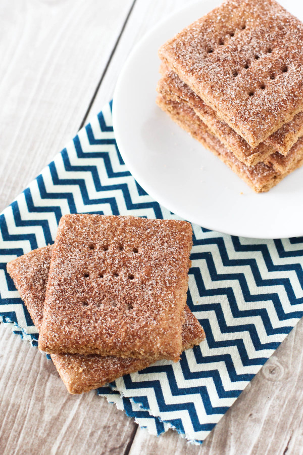 Gluten Free Vegan Cinnamon Sugar Graham Crackers. A beloved childhood snack, with a little sweet cinnamon topping!