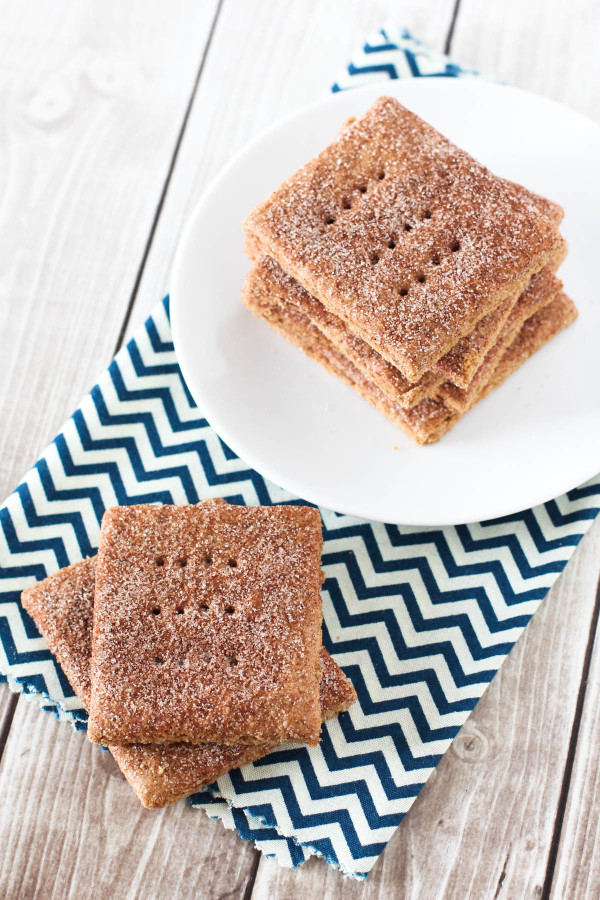 Gluten Free Vegan Cinnamon Sugar Graham Crackers. A beloved childhood snack, with a little sweet cinnamon topping!