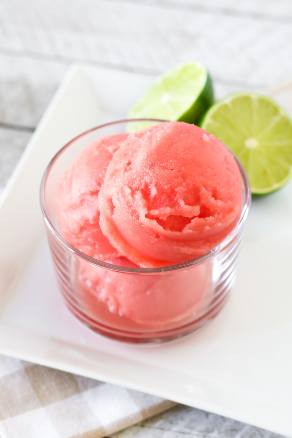 Watermelon Sorbet. Refreshing, made with only 2 ingredients and no need for an ice cream maker!
