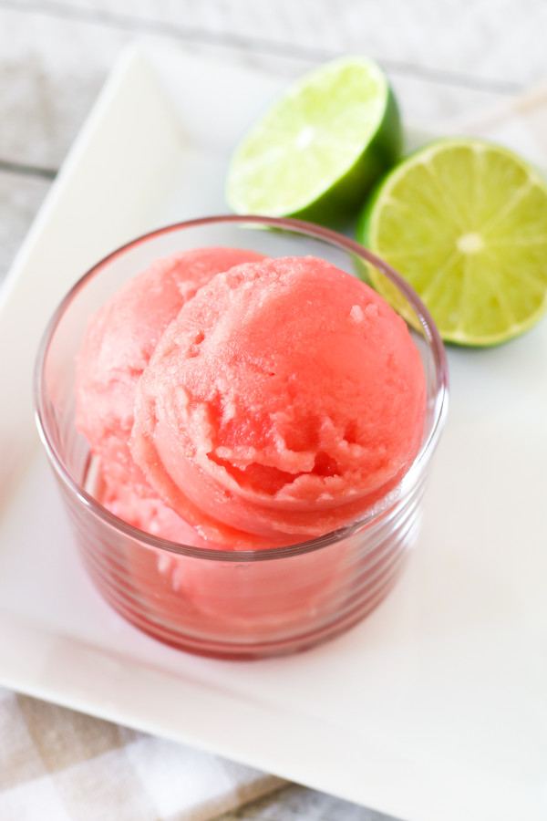 Watermelon Sorbet. Refreshing, made with only 2 ingredients and no need for an ice cream maker!