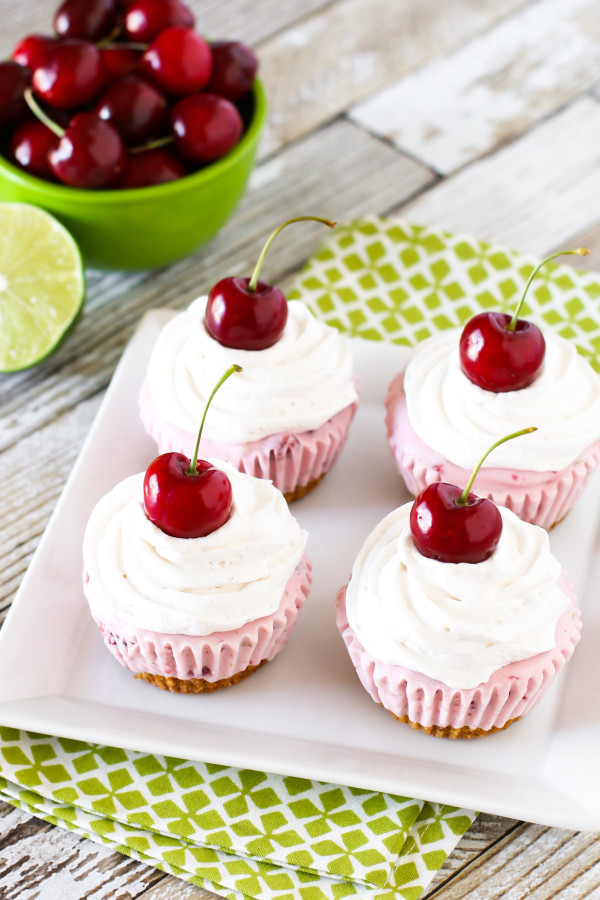 Gluten Free Vegan Cherry Limeade Ice Cream Cupcakes. A pretzel crust, topped with a zesty dairy free cherry lime ice cream and creamy Cocowhip. Don't forget the cherry on top!