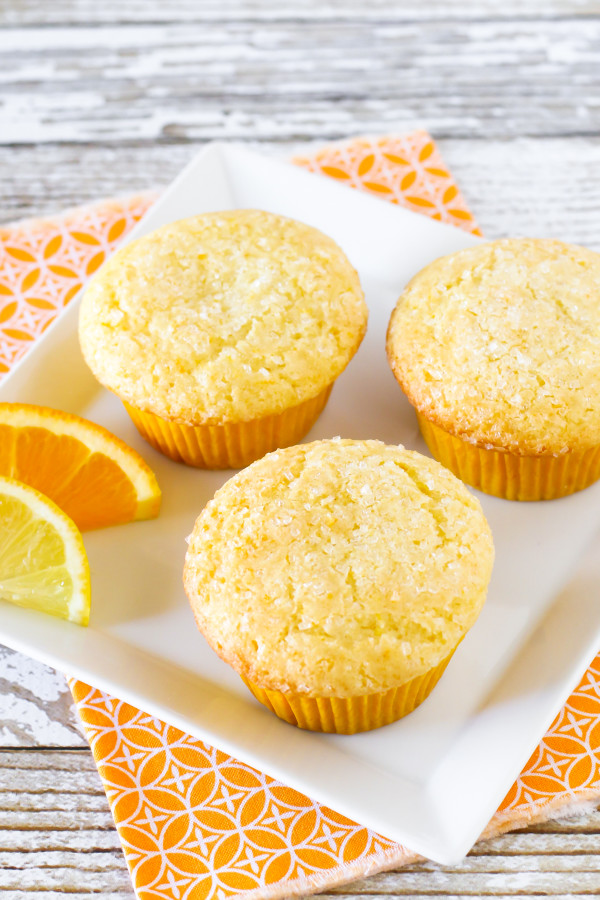 Gluten Free Vegan Sunshine Citrus Muffins. Fresh orange and fresh lemon give these light muffins a delicious brightness!