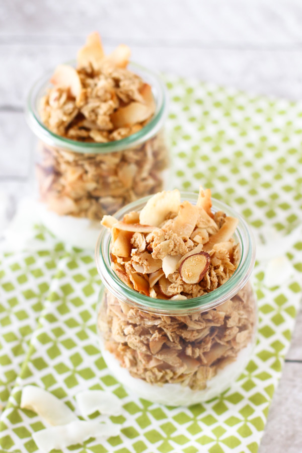 Gluten Free Coconutty Granola. Loads of toasted coconut chips and crunchy almonds, this is one NUTTY granola recipe!