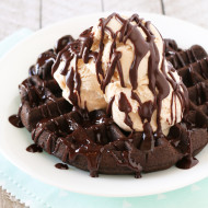 gluten free vegan chocolate fudge waffle sundaes