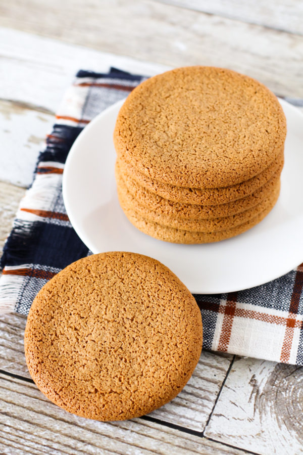 Grain Free Gingersnap Cookies from the Against All Grain Celebrations Cookbook. Perfectly crisp, great ginger flavor and yes, they've got that "snap!"