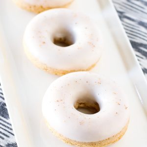 Gluten Free Vegan Baked Eggnog Donuts. Holiday flavor of creamy eggnog in these fluffy baked donuts.