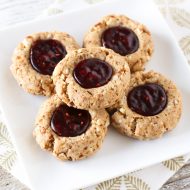 gluten free vegan raspberry thumbprint cookies