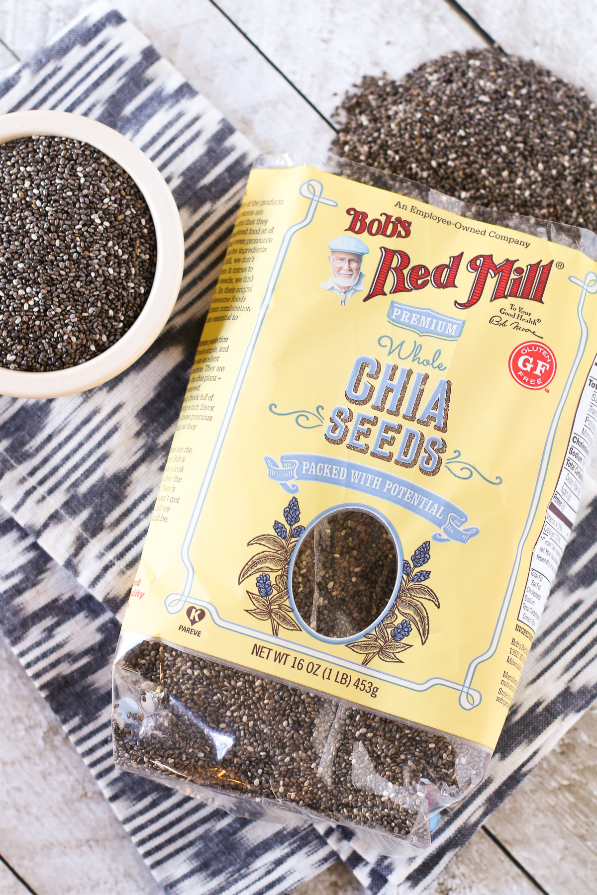 Bob's Red Mill Chia Seeds. These little super-seeds are packed with antioxidants, omega-3's and fiber. Great for making chia seed pudding! 