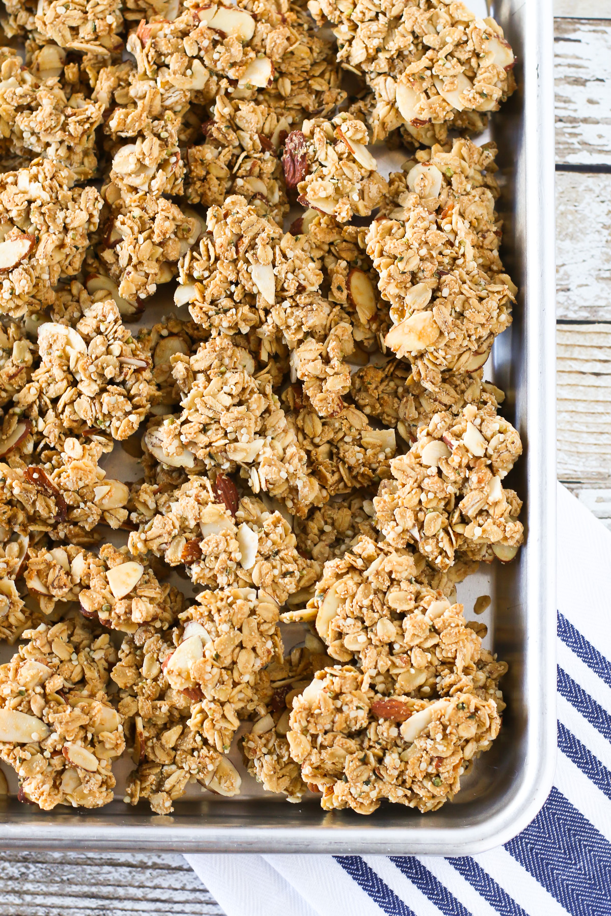 Gluten Free Vegan Maple Almond Granola Clusters. Crunchy clusters of maple-sweetened granola, packed with almonds and protein.