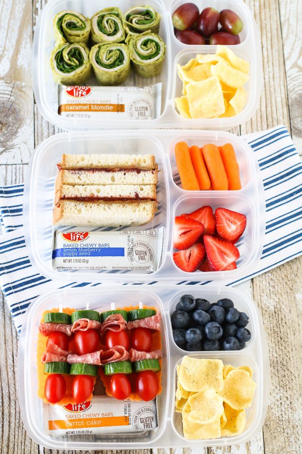 Easy Allergen Free School Lunches. 3 allergen free lunch ideas, featuring Enjoy Life Baked Chewy Bars!
