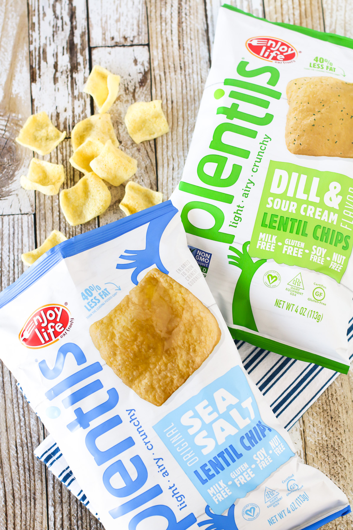 Enjoy Life Plentils. These allergen free lentil chips are crispy, salty and oh so addicting!