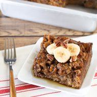 gluten free vegan banana pecan baked french toast