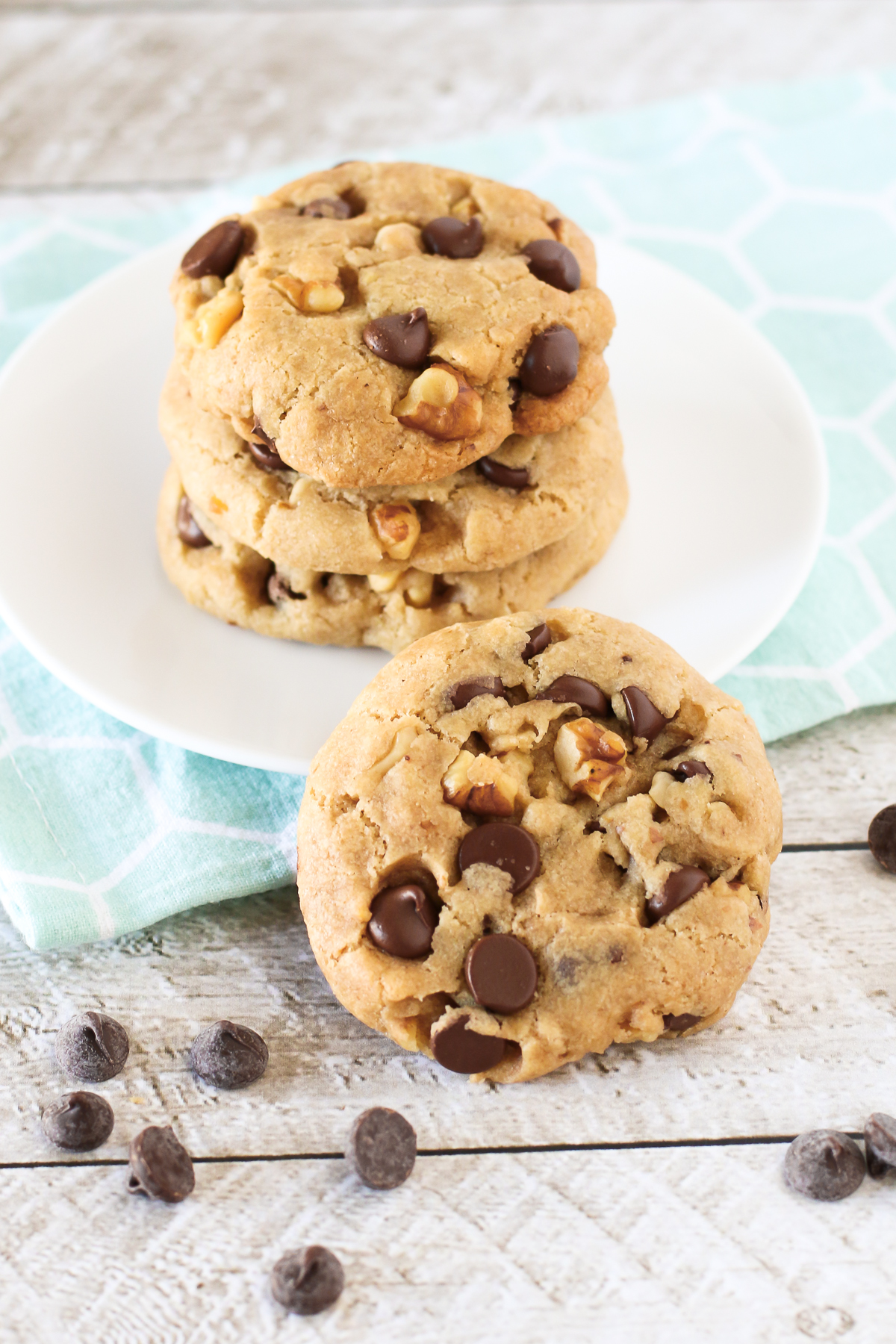 Gluten Free Vegan Chocolate Chip Walnut Cookies. Chewy, chocolatey and filled with crunchy walnuts. Just like grandma used to make them!