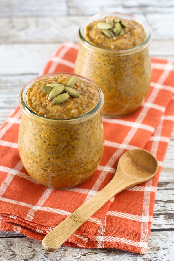 Dairy Free Pumpkin Pie Chia Pudding. A healthy fall dessert, with the classic flavors of pumpkin pie!