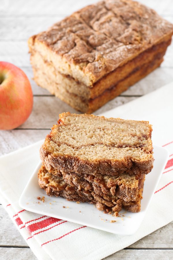 Gluten Free Vegan Apple Cinnamon Swirl Bread. Moist apple bread, with swirls of cinnamon sugar goodness.