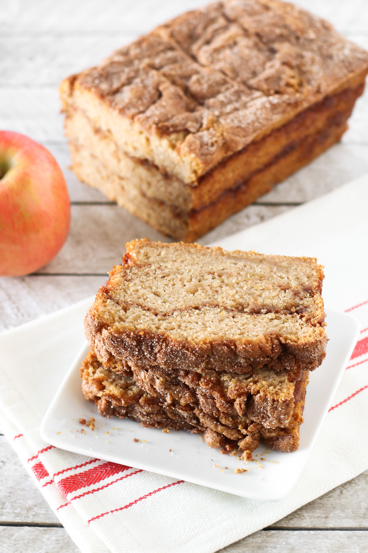 Gluten Free Vegan Apple Cinnamon Swirl Bread. Moist apple bread, with swirls of cinnamon sugar goodness. 