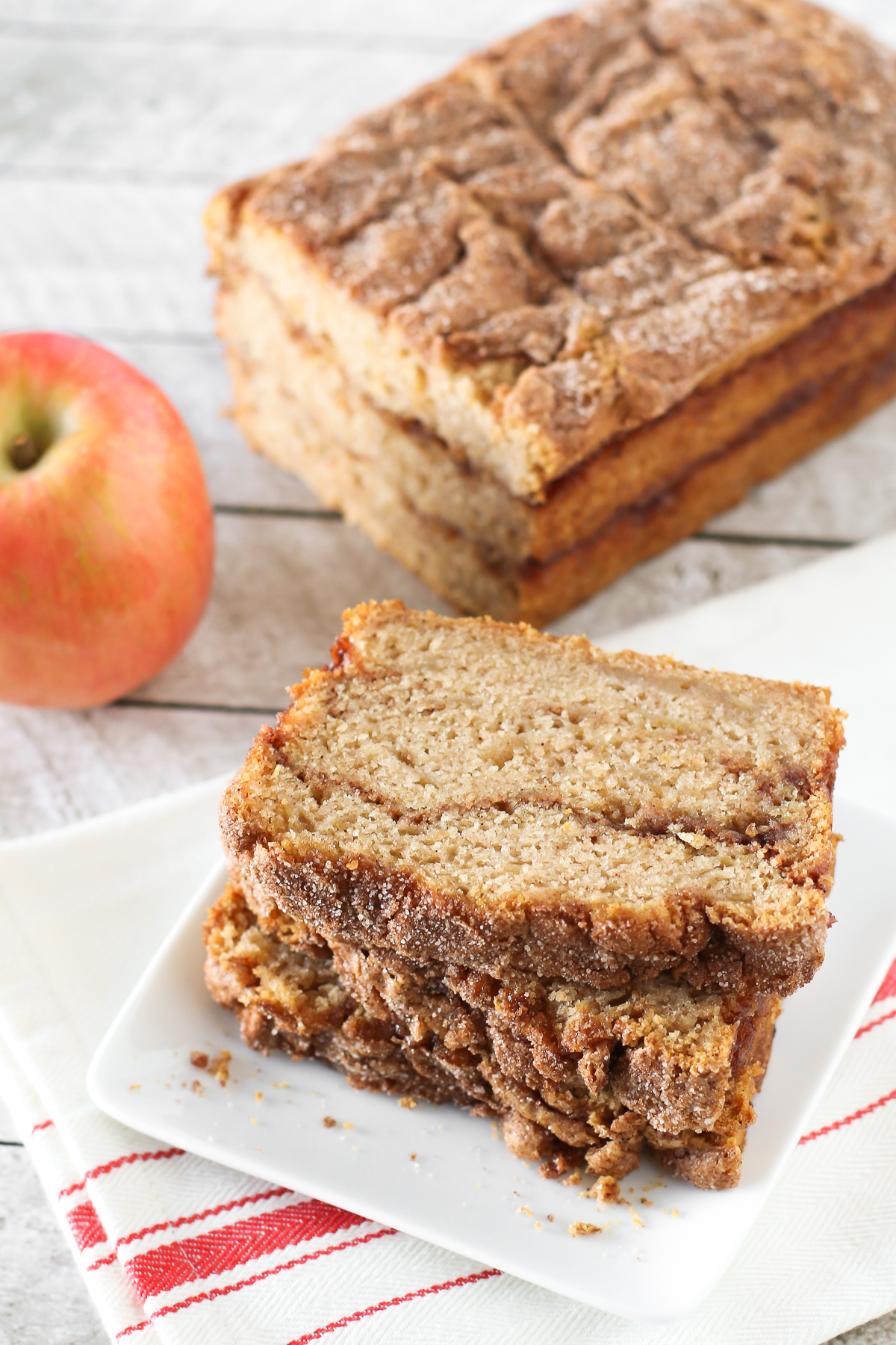 Gluten Free Vegan Apple Cinnamon Swirl Bread. Moist apple bread, with swirls of cinnamon sugar goodness. 