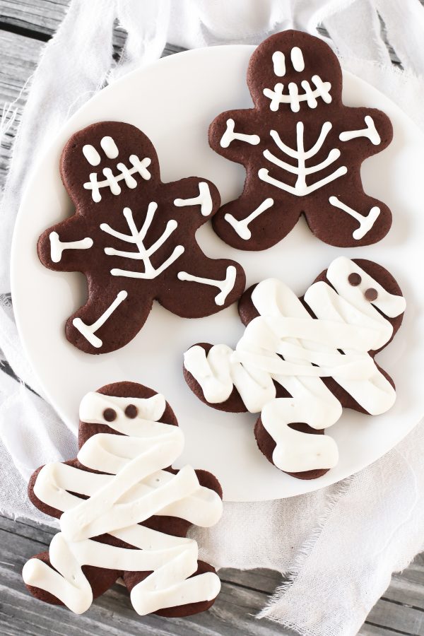 Gluten Free Vegan Halloween Chocolate Sugar Cookies. These cutout cookies are both spooky and sweet!